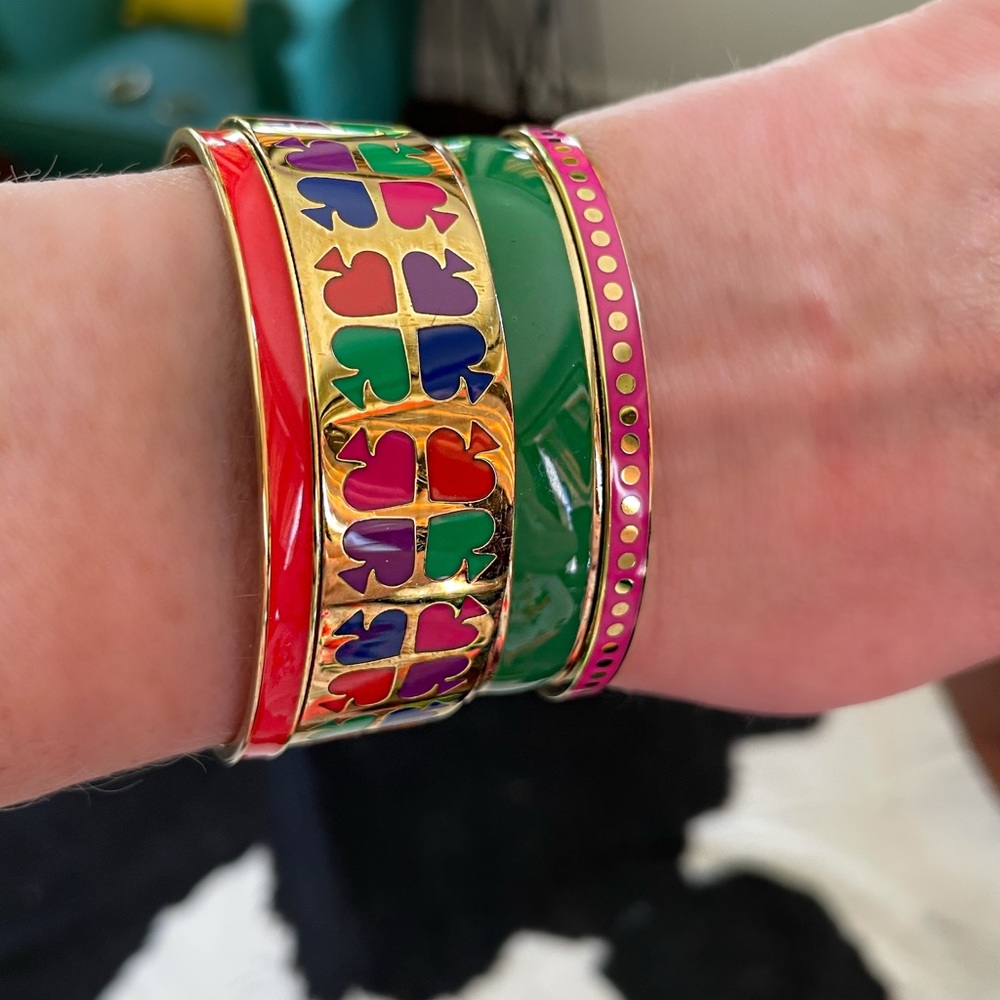 Kate Spade Red Enamel “Take Heart” Bangle Bracelet View 5